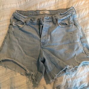 Abercrombie & Fitch Blue Jean Shorts Distressed Mid-Thigh